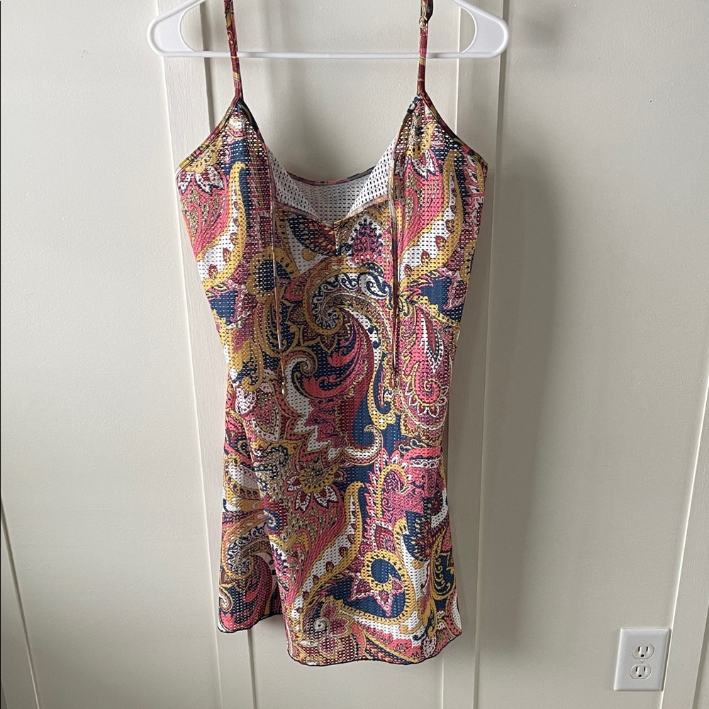 Paisley Print Spaghetti Strap swim cover up by nuria ferrer